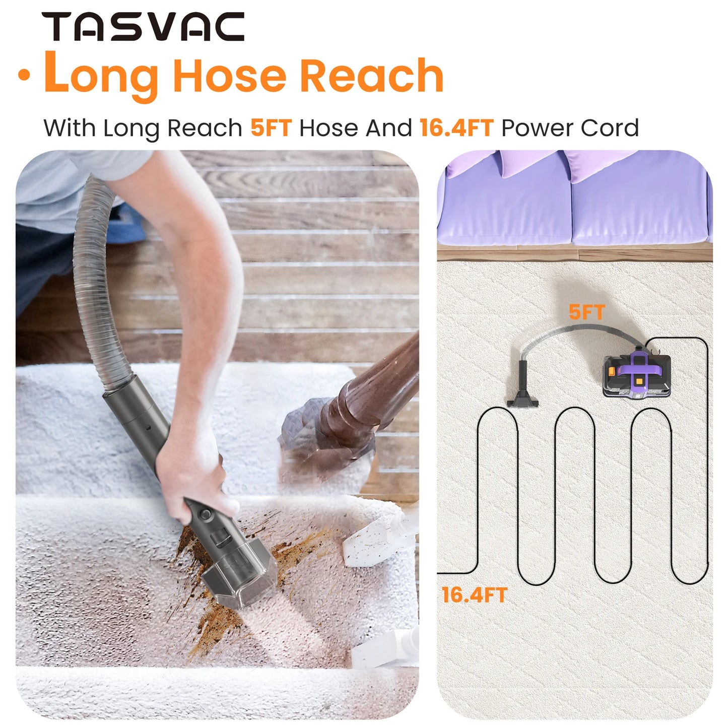 TASVAC C7 Portable Carpet & Upholstery Cleaner Machine for Pets, Stairs, Couch Area Rugs, Upholstery, Car Seat