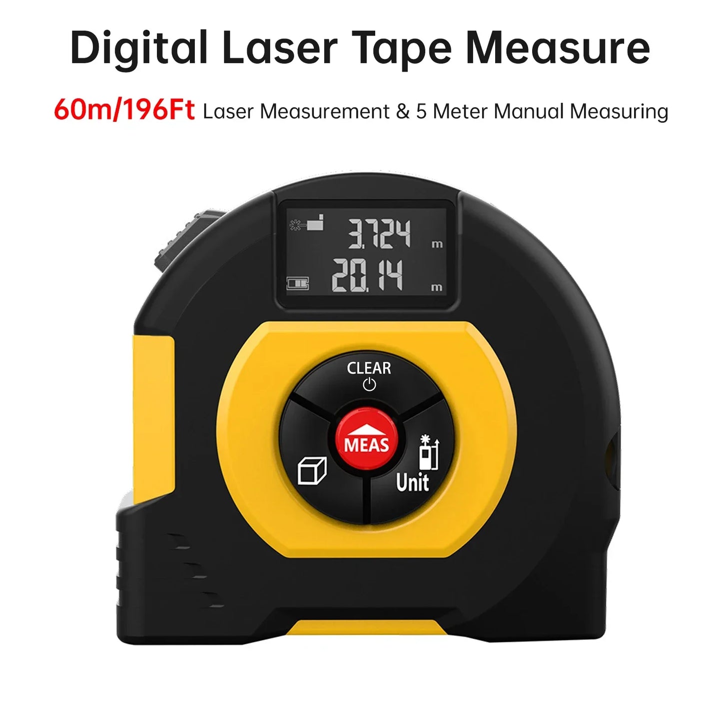 Laser Tape Measure 196Ft Laser Measurement & 5 Meter Manual Measuring Digital Tape Measure Support to Area Volume Ft/in/M