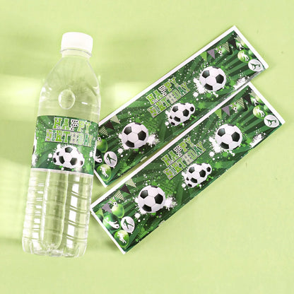 10pcs Green Soccer Bottle Labels Stickers Football Theme Sticker For Sports Soccer Theme Birthday Party Supplies Decor
