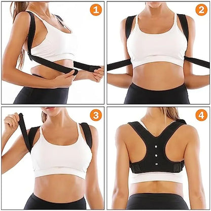 1 Pc Adjustable Posture Corrector With Breathable Upper Back Support Relieves Neck Shoulder And Back Pain Hunchback Correction