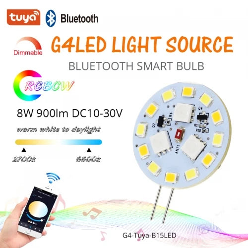 LED Smart RGBW G4 Bulb 8W Bi-pin Bluetooth Tuya SmartLife Controller Intelligent Deep Dimming Color Changing DIY Party Pathways
