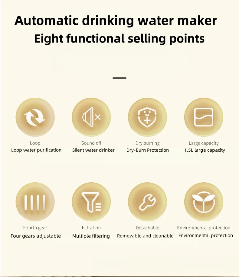 1.5L Cat Water Fountain Auto Filter Pet Cat Drinker USB Automatic Water Drinking Fountain Dispenser live Water Circulation