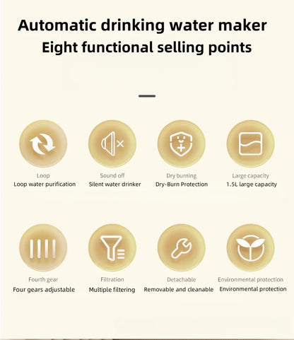 1.5L Cat Water Fountain Auto Filter Pet Cat Drinker USB Automatic Water Drinking Fountain Dispenser live Water Circulation