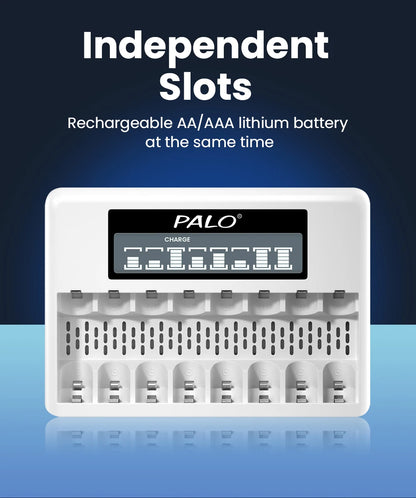 8 Slots 1.5V AA/AAA Rechargeable Battery Charger LCD Display Usb Fast Intelligent Charger for 1.5 Volts Li-lon AA AAA Battery