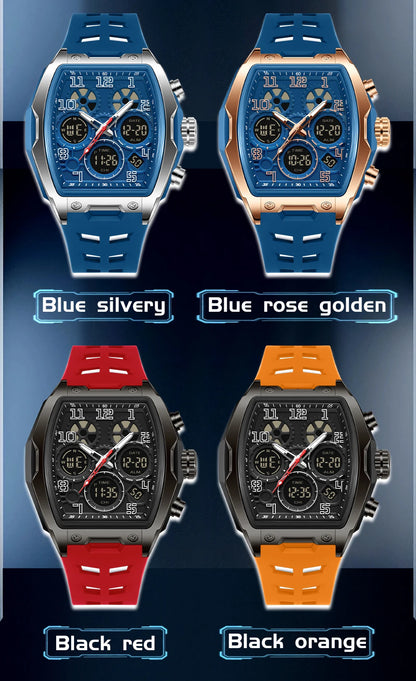 SADNA 6266 Popular Student Watch Wine Barrel Curved Mirror Alarm Clock Timer Waterproof Student Electronic Watch 2025