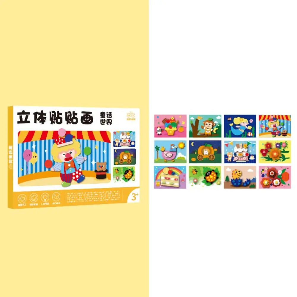 Educational Toys 3D Stereoscopic Sticker Handmade Montessori DIY Paste Material Kit Self-adhesive Cute Animals Sticker Book Kids