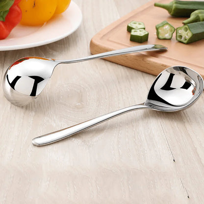 1pc Stainless Steel Thickening Spoon Creative Long Handle Durable Hotel Hot Pot Spoon Soup Ladle Home Kitchen Essential Tools