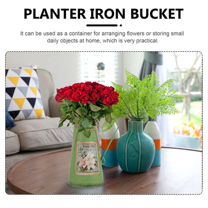Tin Bucket Rustic Water Can Decor Decorative Toy Floral Containers Iron Farmhouse Retro Buckets