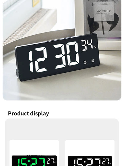 Multi-function Electronic Clock Multi-set Alarm Clock Mirror Clock Home Decoration Simple Large Screen Clock