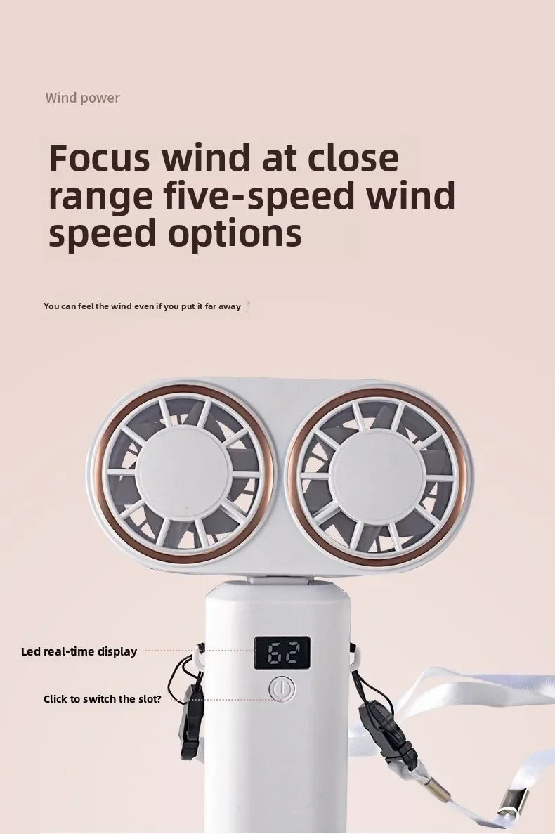 New Handheld USB Small Fan Double-headed Handheld Fan with Long Battery Life Mini Rechargeable Portable Electric Fan.