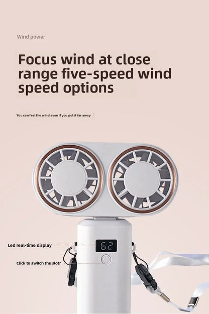 New Handheld USB Small Fan Double-headed Handheld Fan with Long Battery Life Mini Rechargeable Portable Electric Fan.