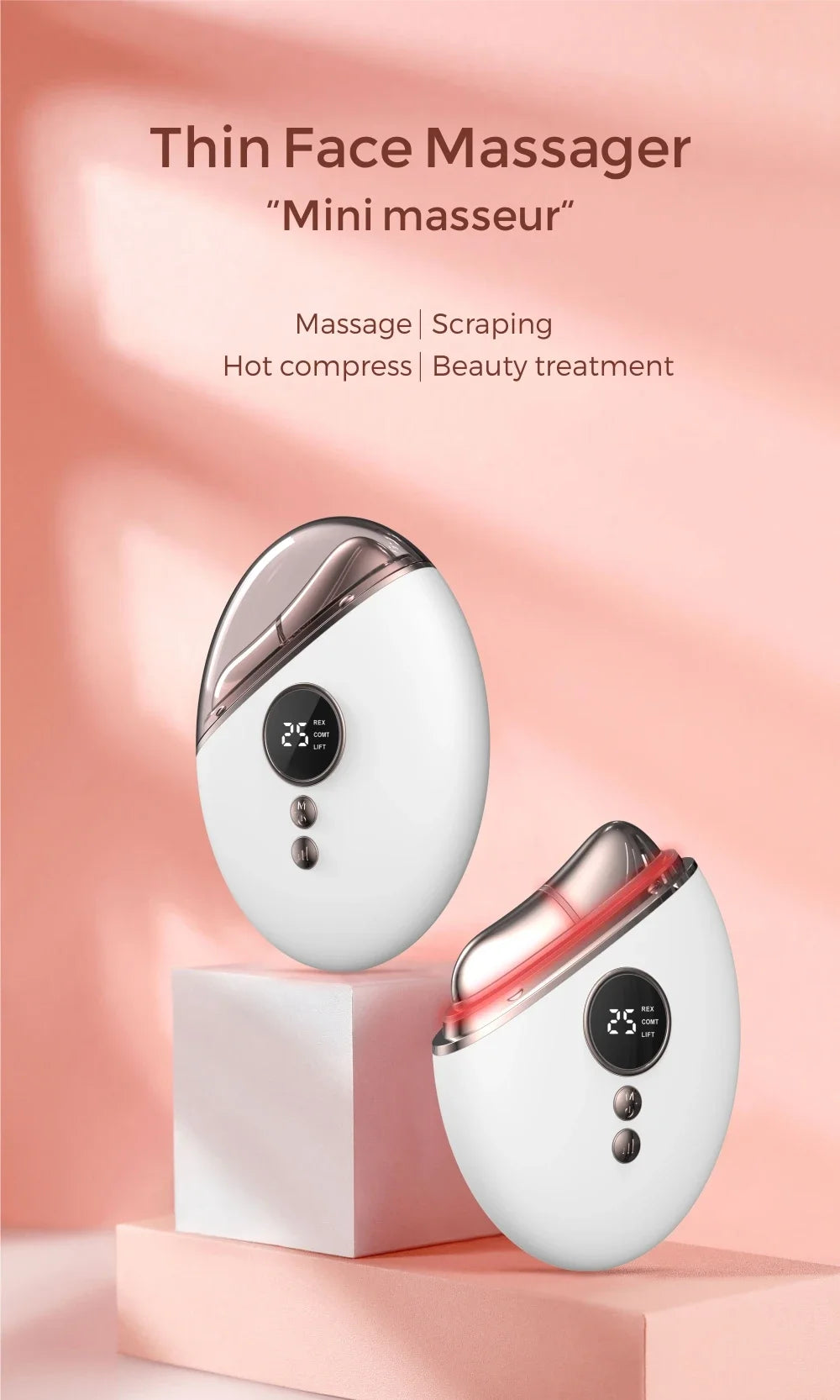 Massager Face Roller  EMS Vibration Heating Massage Face Skin Rejuvenation Skin Tightening Beauty Device Face Lifing Thin Face