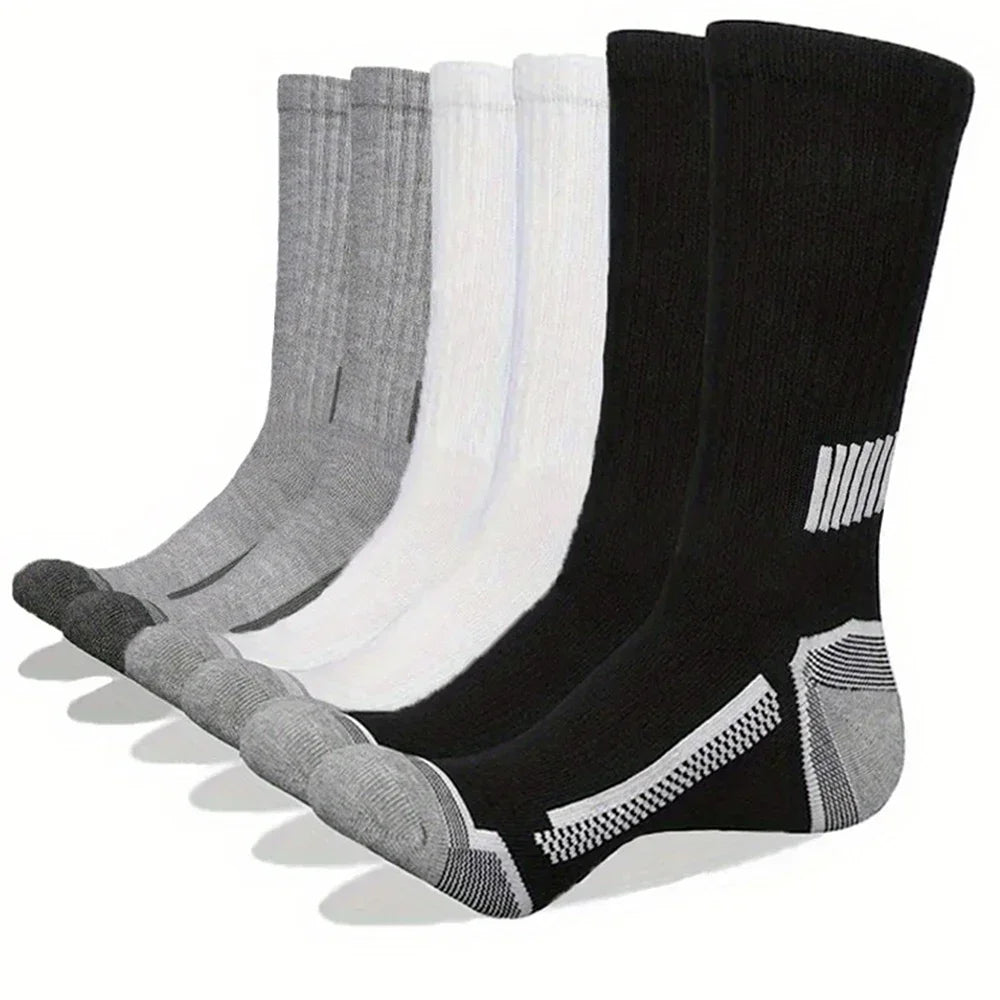 6 Pairs of MEN'S Sports Socks, Sweat Absorbing, Comfortable and Breathable, Suitable for Basketball Training and Outdoor Running