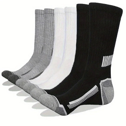 6 Pairs of MEN'S Sports Socks, Sweat Absorbing, Comfortable and Breathable, Suitable for Basketball Training and Outdoor Running