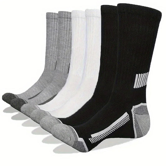 6 Pairs of MEN'S Sports Socks, Sweat Absorbing, Comfortable and Breathable, Suitable for Basketball Training and Outdoor Running