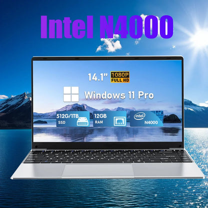 Laptop Computer 14.1" 12GB RAM 1TB 2TB SSD Windows 11 Notebook Office Learn Recreation Entertainment Portable Laptops