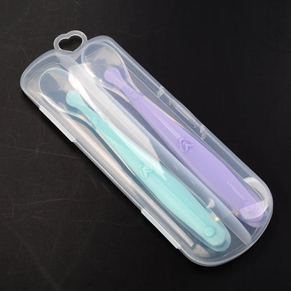 Baby Silicone Soft Spoon Training Feeding Spoons With Box Tableware for Children kid Infants Sensing Solid feeding Cutlery 1 Set