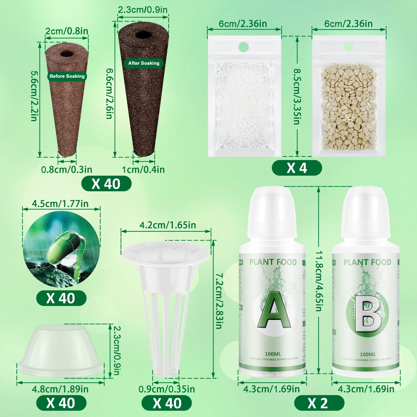 Seed Pod Kit Reusable Hydroponic Pods Kit For Aerogarden Plant-Hydroponics Soilless Grow Sponges Seed Pods Garden Plant Basket