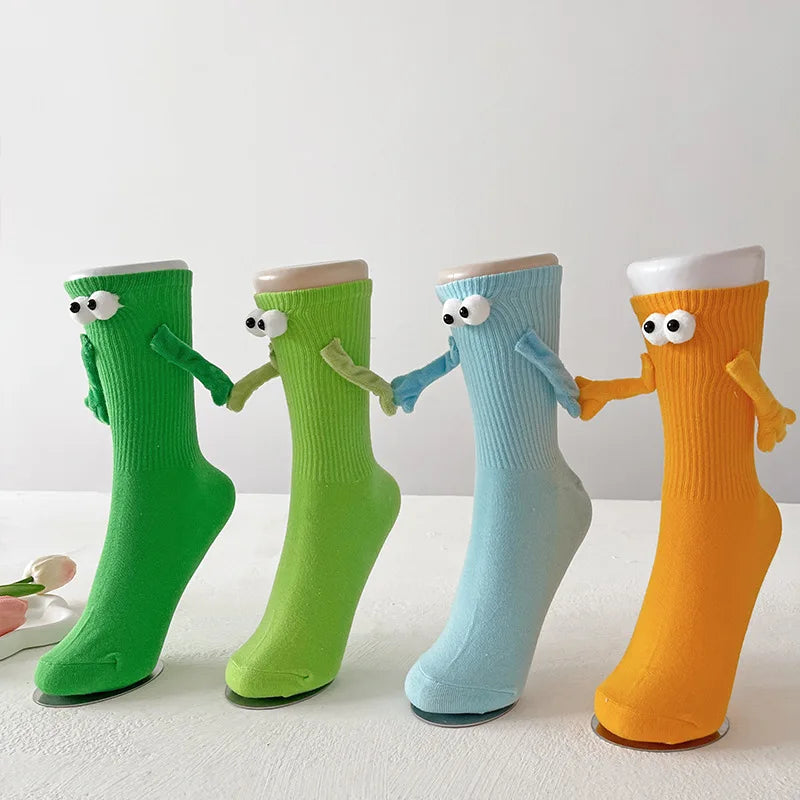 Magnetic Hand Holding Socks Dopamine Colors SocksFunny Men For Women Novelty Friendship Couples Bestie Gift Boyfriend Girlfriend