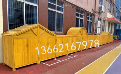 2TOE kindergarten outdoor preservative wood storage cabinet locker waterproof mildew-proof carbonized wood cabinet school wooden