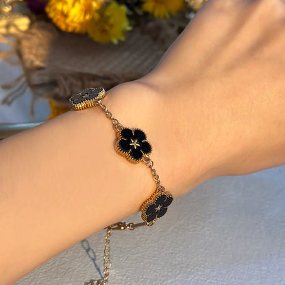 Light Luxury Double-sided Plum Blossoms Bracelets for Women Lucky Five Leaf Flower Adjustable Bracelets Aesthetic Party Jewelry