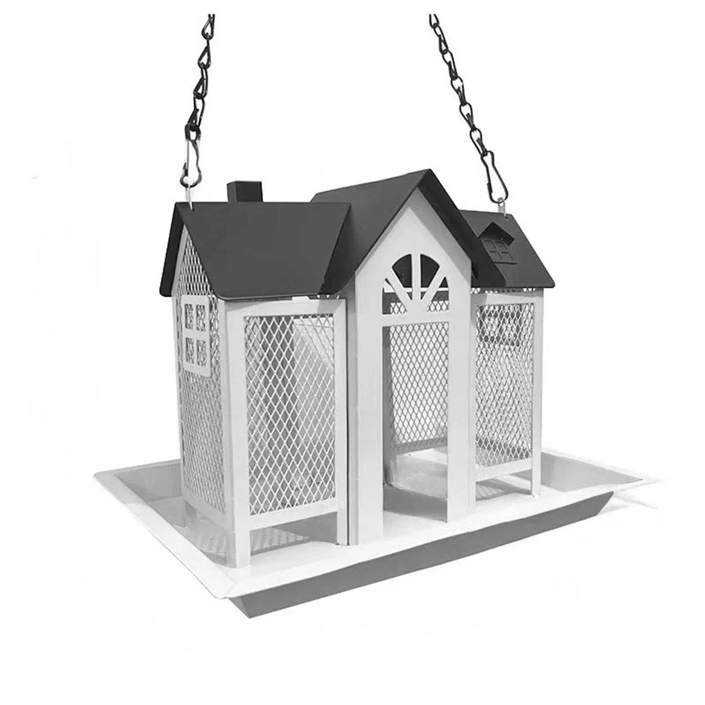 Bird Feeders For Outdoors Metal Bird Garden Feeders Rain/Wind-Proof Cottage Bird Feeder Large-Capacity Bird Food Feeder