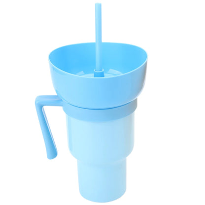 2 In 1 Snack Drink Cup with Straw 1000ML Stadium Tumbler Water Bottle Portable Popcorn Beverage Cup For Adults Kids Cinema