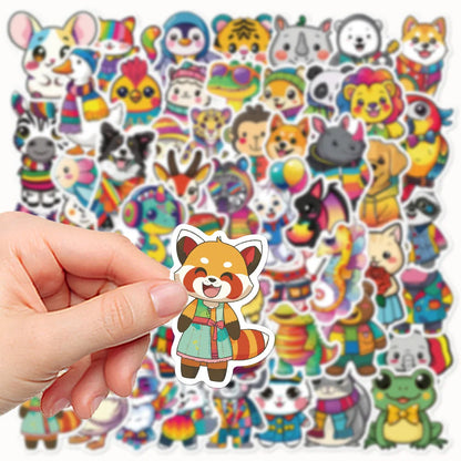 55 Pcs Cute Cartoon Animal DIY Notebook Stationary Decor Stickers for Kids Gifts