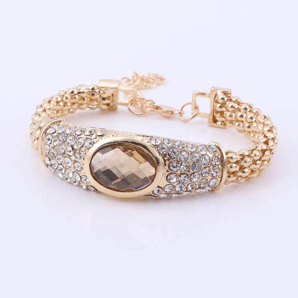 Party Accessories Wedding  Jewelry Sets For Women Pendant Statement African Beads Crystal Necklace Earrings Bracelet Ring