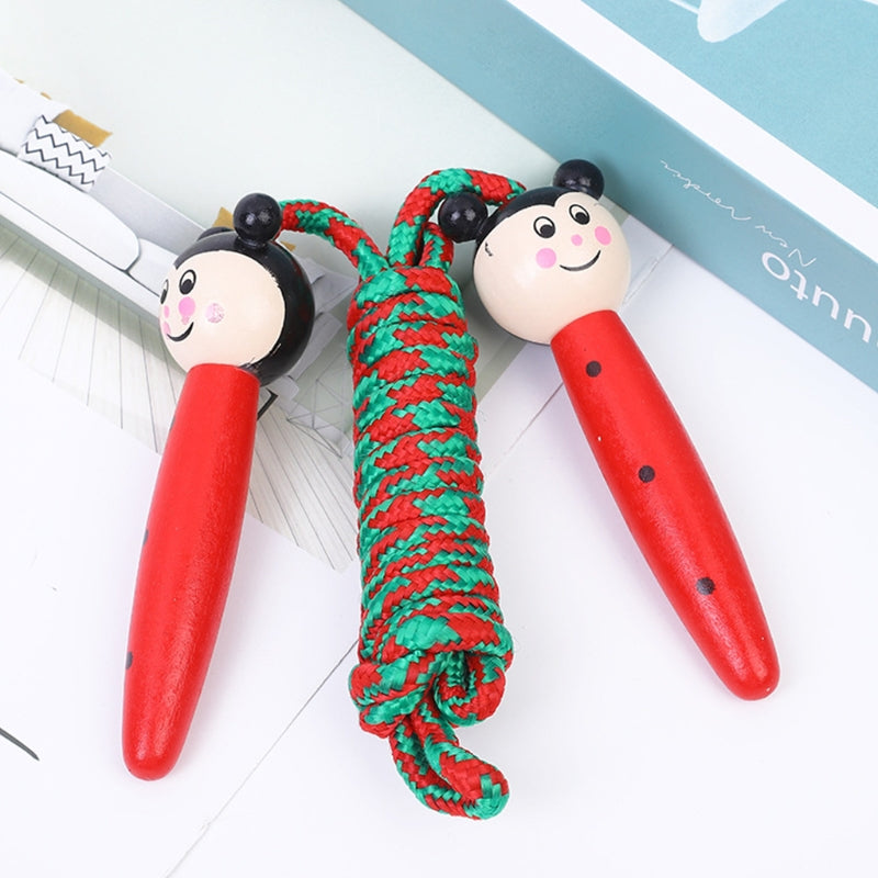 Kids Jump Rope Adjustable Cotton Braided Skipping Rope with Wooden Handle for Boys and Girls Fitness Training Fun Toy