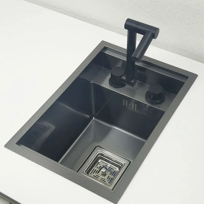 Black Kitchen sink Hidden Single bowl Bar Small Size sink Stainless Steel Balcony sink Concealed black kitchen sink Bar sink