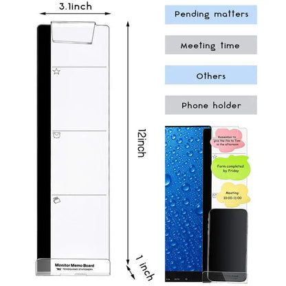 1pc Computer Monitor Memo Board Computer Message Board Office Supplies Computer Note Clip Home Office Desk Accessories Decor