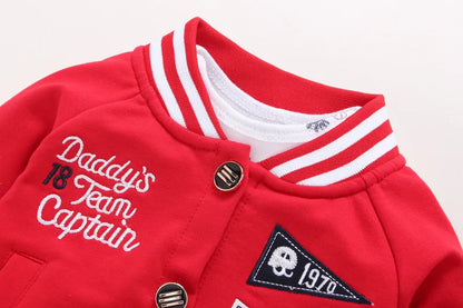 Babys 3pcs/sets Boys Casual Jacket Cotton Coat Girls Bodysuits Sports Trousers Long Pants