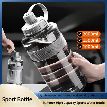 2 Liter Big Water Bottle With Straw 2L/1.5L/1L/0.6L Large Capacity School Gym Sports Drinking Bottles Fitness botella de agua 물병