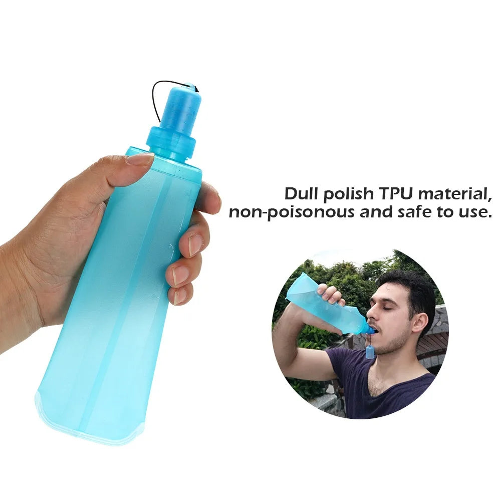 Water Bottle TPU Folding Soft Flask Sport Water Bottle Water Bag Collapsible Drink Water Bottle Water Bag Running Camping Hiking
