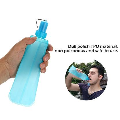 Water Bottle TPU Folding Soft Flask Sport Water Bottle Water Bag Collapsible Drink Water Bottle Water Bag Running Camping Hiking