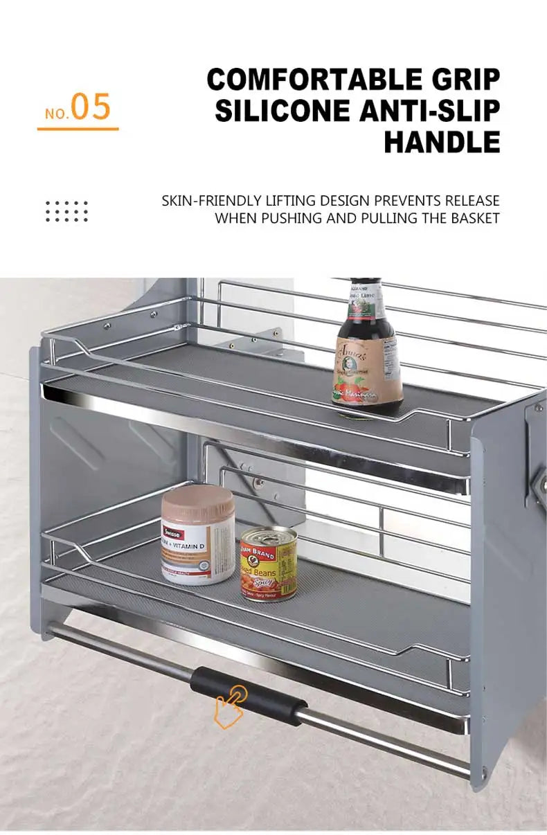 Kitchen Cabinet Wall Cabinet Lifting Pull Baskets Pull-down Kitchen Storage Rack Cabinet Pull Basket Damping Buffer Lift