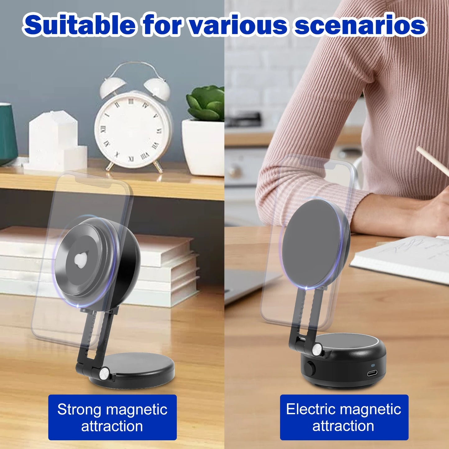 Suction Cup Phone Mount 360° Rotation Magnetic Phone Holder Multifunctional Portable Car Cellphone Holder for Smooth Surface