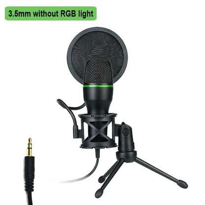 USB condenser microphone RGB desktop recording microphone suitable for PC laptops streaming media video games live streaming con