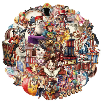 50PCS Creative Circus Stickers Decorative Notebook Phone Cases Water Cups DIY Personalized Waterproof Sticker