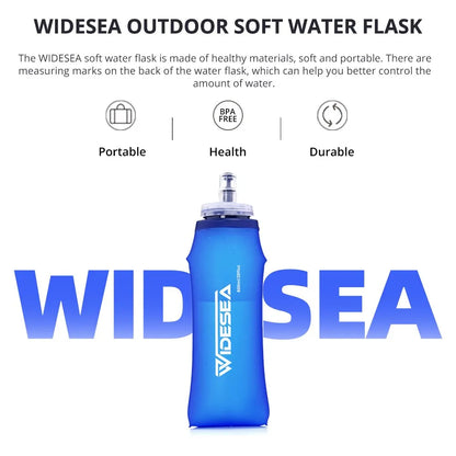 Widesea Camping 600ml Soft Water Bottle Drinking Sport Folding Bag Flask Outdoor Running Hydration Pack Waist Bicycle BPA Free