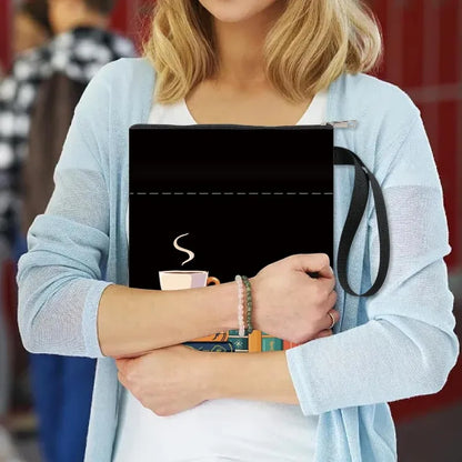 1 pc Book Sleeve Coffee Book Covers Book Pattern Black Book Protector for Paperbacks Washable Fabric Cloth Book Cover