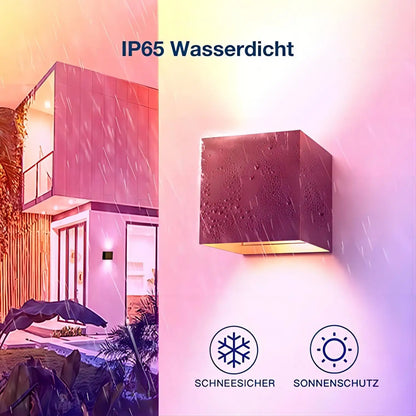 Smart Outdoor Lights Color Changing RGB+ 2700K-6500K Square Aluminum Waterproof Rustproof App Control Up and Down Lights