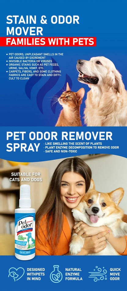 100ml Enzyme Pet Deodorizing Spray Cat Dog Urine Odor Remover Indoor Sofa Carpet Floor Litter Box Safe Gentle Formula