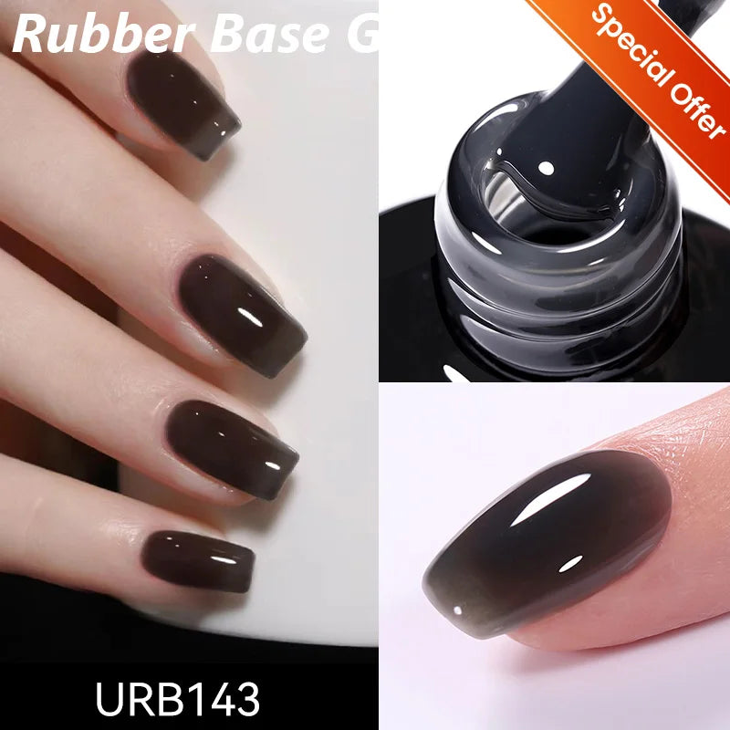 UR SUGAR 7ml Pale Pink Rubber Base Gel Nude Color Semi Permant Soak Off UV LED Self-leveling Gel Varnishes Great Coverage