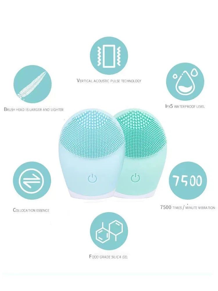 Electric Silicone Massager Facial Cleanser Skincare Massage Tool Beauty Machine Vibration Cleaning Of Pores Self Provided Batter