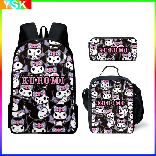 Sanrio Kuromi Backpack Sanrio Backpack Pencil Bag Student School Bag Primary and Middle kawaii Cartoon School Bag Mochila