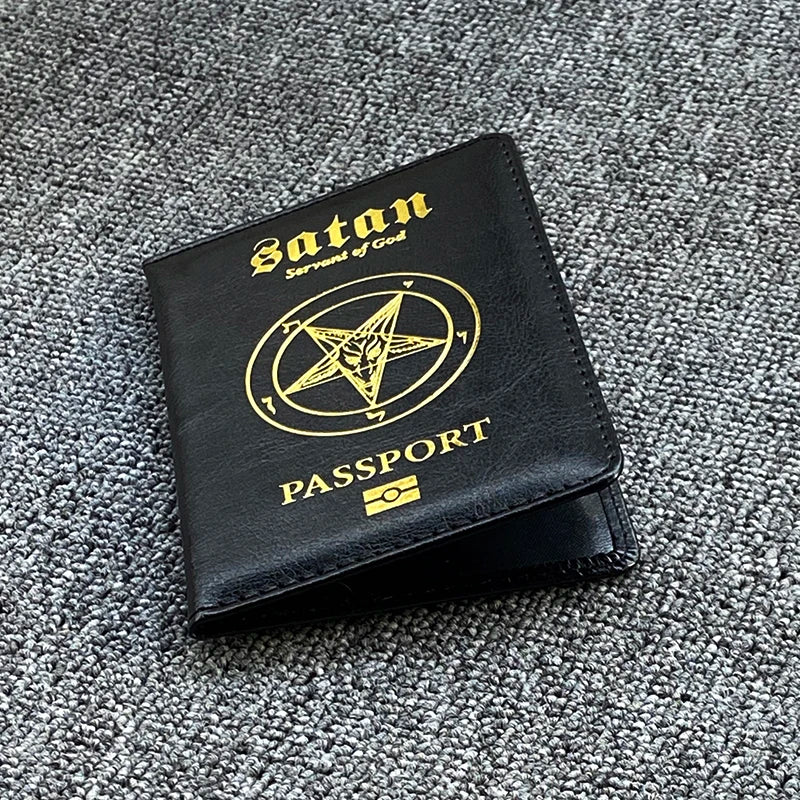 Satan Servant of God Passport Holder Pu Leather Passeport Case Women Travel Wallet Covers for Passports