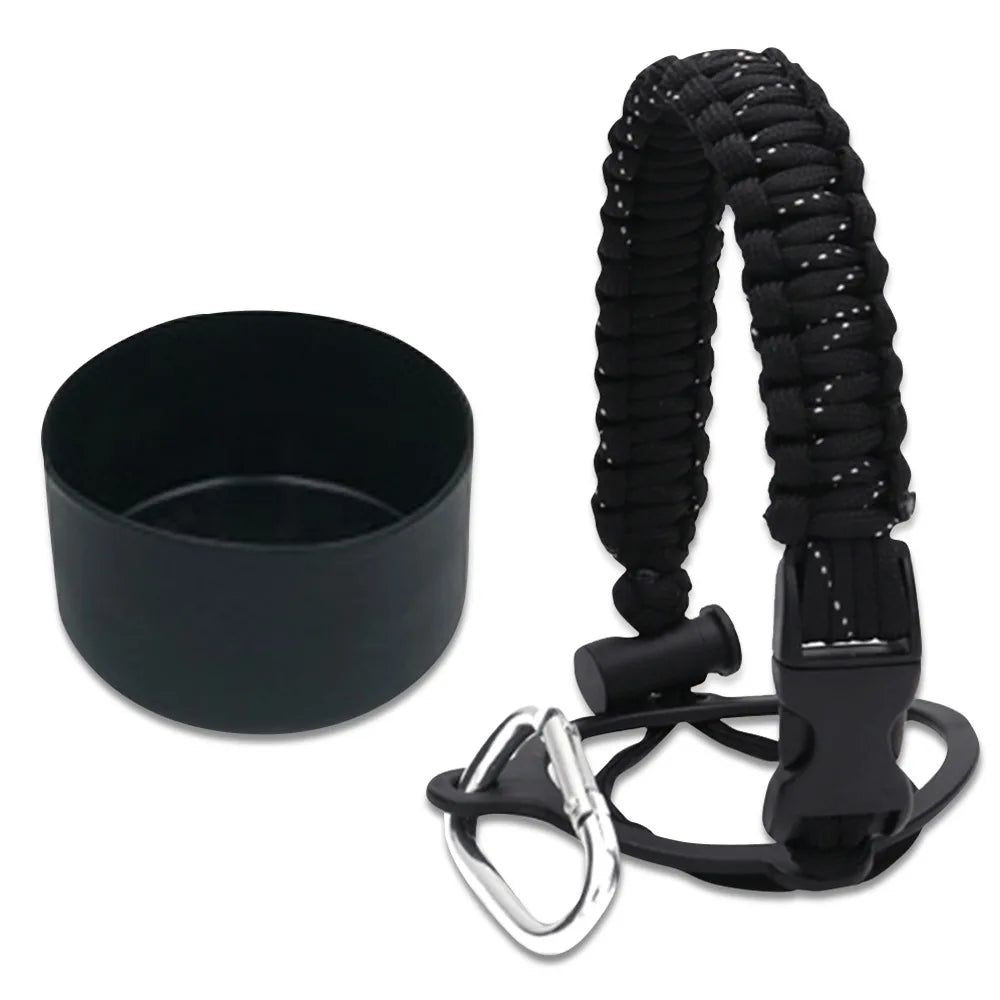 Paracord Handle For Wide Mouth Water Bottle And Silicone Sleeve Boot Compatible With Hydro Flask Tumblers Accessories