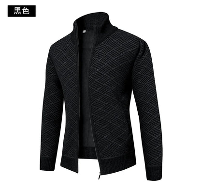 Top Quality Thick Velvet Zip Up New Brand Fashion Knit Cardigan Korean Sweater Casual Japanese Coats Jacket Mens Clothes 2025